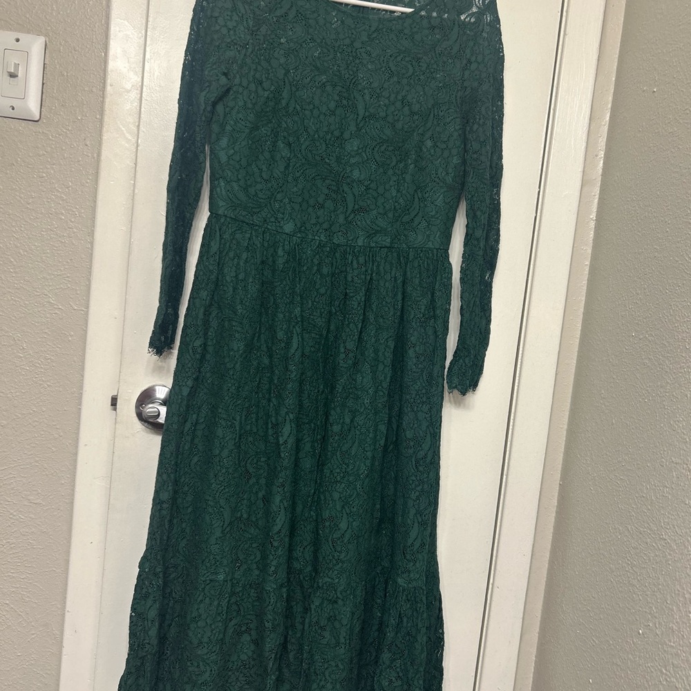 Adrianna Papell Forest Green Long Sleeve Dress